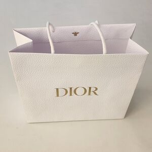 Dior White Textured Shopping Bag